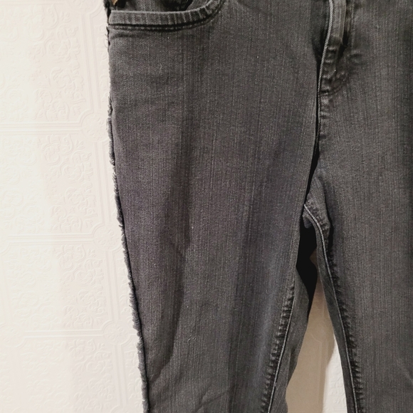 Karl Lagerfeld Fray Side Raw Hem High Rise Jeans - Picture 4 of 8